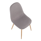 Pebble Contemporary Chair in Natural Wood Metal and Light Grey Fabric by LumiSource - Set of 2