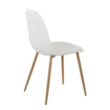 Pebble Contemporary Chair in Natural Wood Metal and White Faux Leather by LumiSource - Set of 2