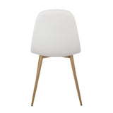 Pebble Contemporary Chair in Natural Wood Metal and White Faux Leather by LumiSource - Set of 2