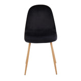 Pebble Contemporary Chair in Natural Wood Metal and Black Velvet by LumiSource - Set of 2