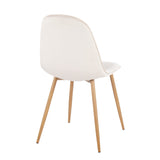 Pebble Contemporary Chair in Natural Wood Metal and Cream Velvet by LumiSource - Set of 2