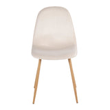 Pebble Contemporary Chair in Natural Wood Metal and Cream Velvet by LumiSource - Set of 2