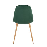 Pebble Contemporary Chair in Natural Wood Metal and Green Velvet by LumiSource - Set of 2