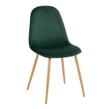 Pebble Contemporary Chair in Natural Wood Metal and Green Velvet by LumiSource - Set of 2