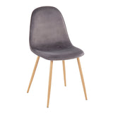 Pebble Contemporary Chair in Natural Wood Metal and Grey Velvet by LumiSource - Set of 2