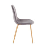 Pebble Contemporary Chair in Natural Wood Metal and Grey Velvet by LumiSource - Set of 2