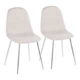 Pebble Contemporary Chair in Chrome and Beige Fabric by LumiSource - Set of 2