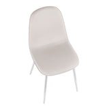 Pebble Contemporary Chair in Chrome and Beige Fabric by LumiSource - Set of 2