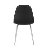 Pebble Contemporary Chair in Chrome and Black Faux Leather by LumiSource - Set of 2