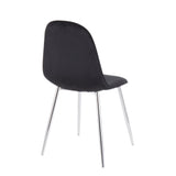 Pebble Contemporary Chair in Chrome and Black Velvet by LumiSource - Set of 2