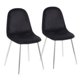 Pebble Contemporary Chair in Chrome and Black Velvet by LumiSource - Set of 2
