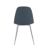Pebble Contemporary Chair in Chrome and Blue Fabric by LumiSource - Set of 2