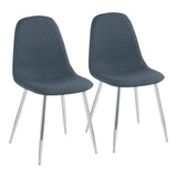 Pebble Contemporary Chair in Chrome and Blue Velvet by LumiSource - Set of 2