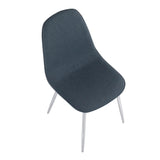 Pebble Contemporary Chair in Chrome and Blue Fabric by LumiSource - Set of 2