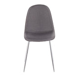 Pebble Contemporary Chair in Chrome and Charcoal Fabric by LumiSource - Set of 2