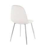 Pebble Contemporary Chair in Chrome and Cream Velvet by LumiSource - Set of 2