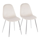Pebble Contemporary Chair in Chrome and Cream Velvet by LumiSource - Set of 2