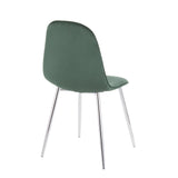 Pebble Contemporary Chair in Chrome and Green Velvet by LumiSource - Set of 2