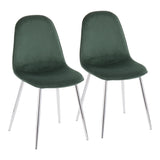 Pebble Contemporary Chair in Chrome and Green Velvet by LumiSource - Set of 2