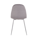 Pebble Contemporary Chair in Chrome and Grey Velvet by LumiSource - Set of 2
