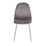 Pebble Contemporary Chair in Chrome and Grey Velvet by LumiSource - Set of 2