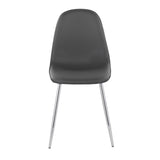 Pebble Contemporary Chair in Chrome and Grey Faux Leather by LumiSource - Set of 2