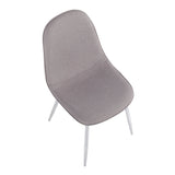 Pebble Contemporary Chair in Chrome and Light Grey Fabric by LumiSource - Set of 2