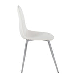 Pebble Contemporary Chair in Chrome and White Faux Leather by LumiSource - Set of 2