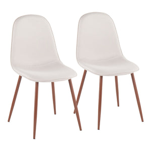 Pebble Contemporary Chair in Walnut Metal and Beige Fabric by LumiSource - Set of 2