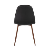 Pebble Contemporary Chair in Walnut Metal and Black Faux Leather by LumiSource - Set of 2