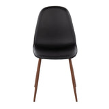 Pebble Contemporary Chair in Walnut Metal and Black Faux Leather by LumiSource - Set of 2