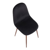Pebble Contemporary Chair in Walnut Metal and Black Velvet by LumiSource - Set of 2