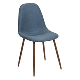 Pebble Mid-Century Modern Dining/Accent Chair in Walnut and Blue Fabric by LumiSource - Set of 2
