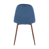 Pebble Contemporary Chair in Walnut Metal and Blue Velvet by LumiSource - Set of 2
