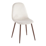 Pebble Contemporary Chair in Walnut Metal and Cream Velvet by LumiSource - Set of 2