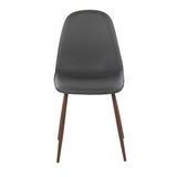 Pebble Contemporary Chair in Walnut Metal and Grey Faux Leather by LumiSource - Set of 2