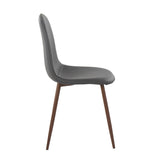 Pebble Contemporary Chair in Walnut Metal and Grey Faux Leather by LumiSource - Set of 2