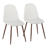 Pebble Contemporary Chair in Walnut Metal and White Faux Leather by LumiSource - Set of 2