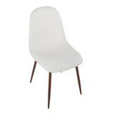 Pebble Contemporary Chair in Walnut Metal and White Faux Leather by LumiSource - Set of 2