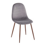 Pebble Contemporary Chair in Walnut Metal and Grey Velvet by LumiSource - Set of 2