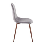 Pebble Contemporary Chair in Walnut Metal and Grey Velvet by LumiSource - Set of 2