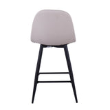 Pebble Mid-Century Modern Counter Stool in Black Metal and Beige Fabric by LumiSource - Set of 2