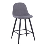 Pebble Mid-Century Modern Counter Stool in Black Metal and Charcoal Fabric by LumiSource - Set of 2