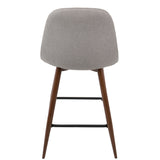 Pebble Mid-Century Modern Counter Stool in Walnut and Light Grey by LumiSource - Set of 2