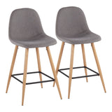 Pebble Mid-Century Modern Counter Stool in Natural Metal and Charcoal Fabric by LumiSource - Set of 2