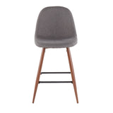 Pebble Mid-Century Modern Counter Stool in Walnut and Charcoal by LumiSource - Set of 2