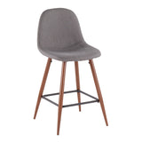 Pebble Mid-Century Modern Counter Stool in Walnut and Charcoal by LumiSource - Set of 2