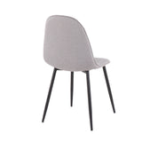 Pebble Contemporary Chair in Black Steel and Light Grey Fabric by LumiSource - Set of 2