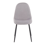 Pebble Contemporary Chair in Black Steel and Light Grey Fabric by LumiSource - Set of 2