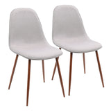 Pebble Mid-Century Modern Dining/Accent Chair in Walnut and Grey Fabric by LumiSource - Set of 3